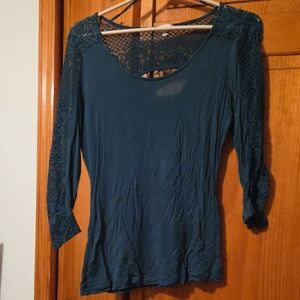 Chic Teal Lace Women's Blouse